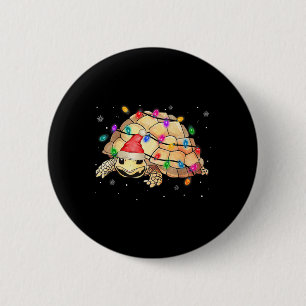 Watercolor Santa Sea Turtle Christmas Lights Ocean Button