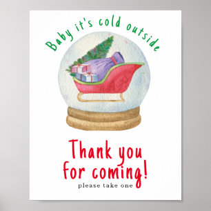 Watercolor santa sled - Thank you for coming Poster