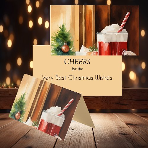 Watercolor Santas Brew  Christmas Drinks Card