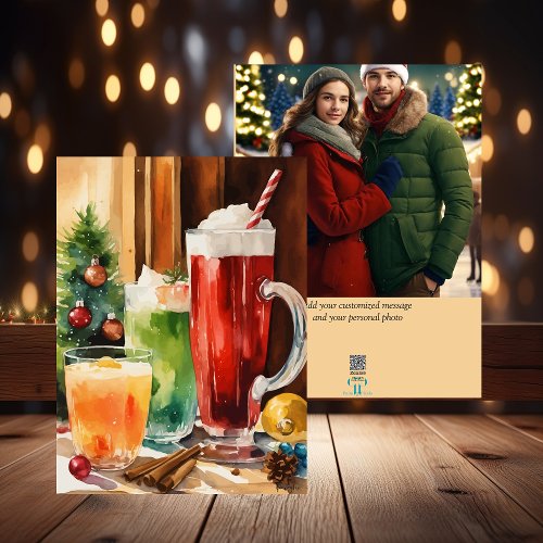 Watercolor Santas Brew  Christmas Drinks Card