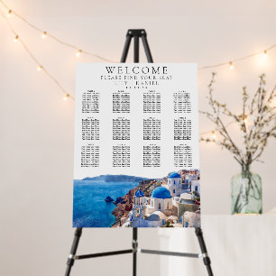 Watercolor Santorini Greece Wedding Seating Chart Foam Board