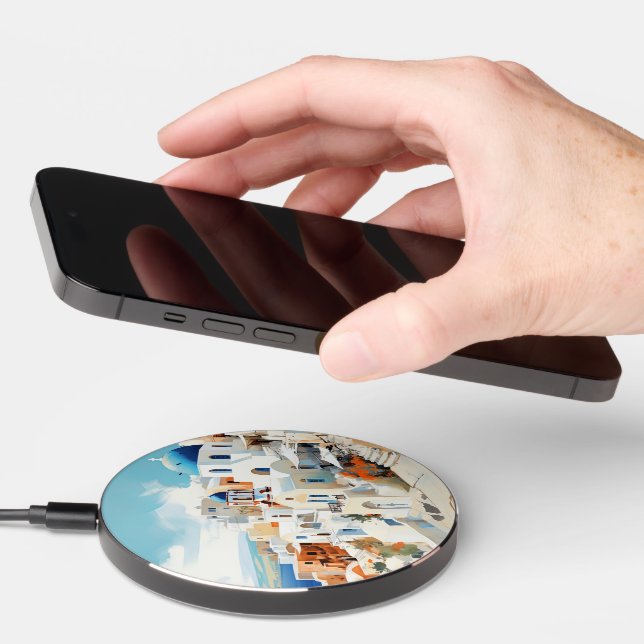 Watercolor Santorini Wireless Charger (Hand)
