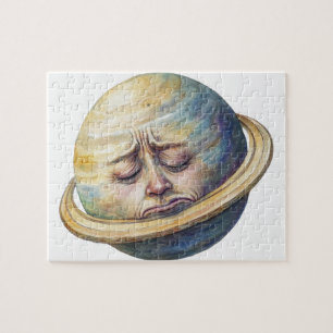 Watercolor Saturn celestial illustration  Jigsaw Puzzle