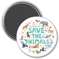 Watercolor Save the Animals Magnet
