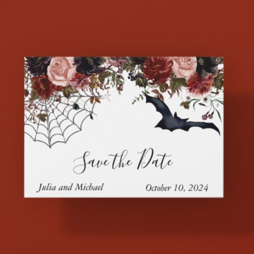 Watercolor Save the Date Halloween Floral Autumn Announcement Postcard