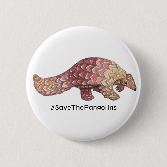 Watercolor Save The Pangolins Button (Front)
