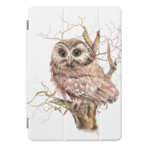 Watercolor Saw Whet Cute Little Owl Bird Nature iPad Pro Cover