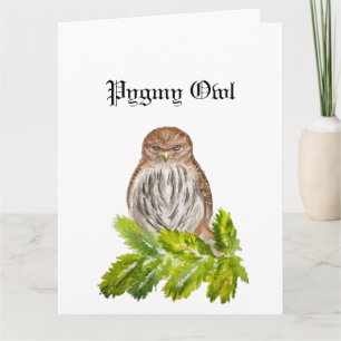 Watercolor Saw Whet Cute Little Owls Card