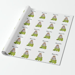 Watercolor Saw Whet Cute Little Owls Wrapping Paper