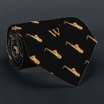 Watercolor Saxophone Jazz Music Monogrammed Black Neck Tie<br><div class="desc">Elevate your style to a jazz-inspired crescendo with our Watercolor Saxophone Tie – an artistic masterpiece for the discerning musician and music enthusiast. This tie isn't just an accessory; it's a visual celebration of the soulful melodies that emanate from the saxophone, designed for jazz musicians and music lovers alike. The...</div>