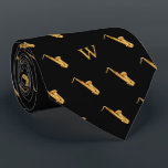 Watercolor Saxophone Jazz Music Monogrammed Black Neck Tie<br><div class="desc">Elevate your style to a jazz-inspired crescendo with our Watercolor Saxophone Tie – an artistic masterpiece for the discerning musician and music enthusiast. This tie isn't just an accessory; it's a visual celebration of the soulful melodies that emanate from the saxophone, designed for jazz musicians and music lovers alike. The...</div>