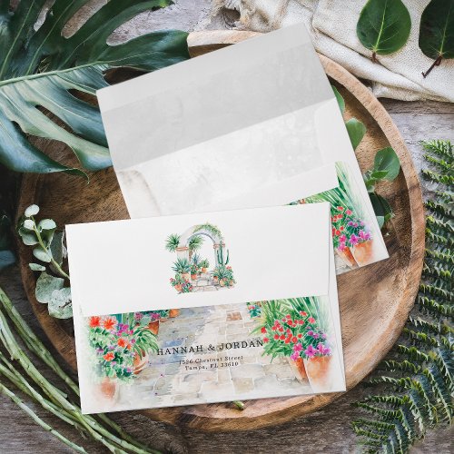 Watercolor Sayulita  Wedding Envelope