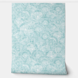 Watercolor Scallop Brushstroke in Dusty Blue Wallpaper