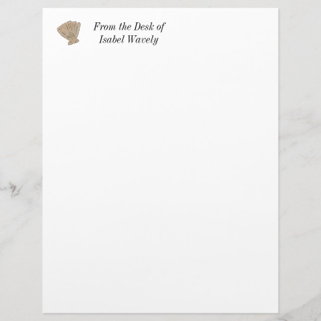 Watercolor Scallop Sea Shell Letterhead (Front)