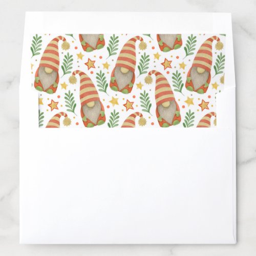 Watercolor Scandinavian Gnome Cute Christmas Envelope Liner