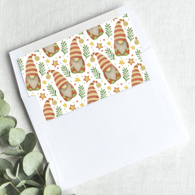 Watercolor Scandinavian Gnome Cute Christmas Envelope Liner (Creator Uploaded)