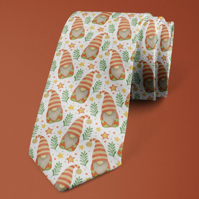 Watercolor Scandinavian Gnome Cute Christmas Neck Tie (Creator Uploaded)