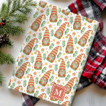 Watercolor Scandinavian Gnome Monogram Christmas Kitchen Towel<br><div class="desc">Watercolor Scandinavian Gnome Monogram Christmas kitchen towel</div>