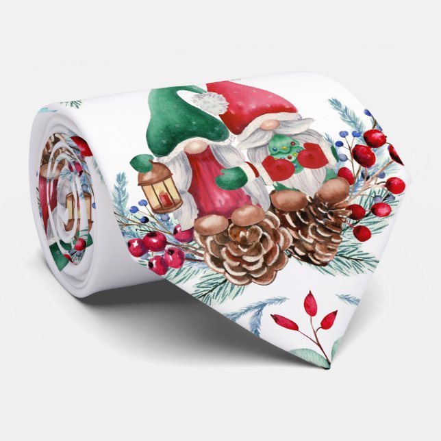 Watercolor Scandinavian Gnomes  Neck Tie (Rolled)