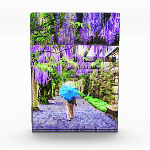 Watercolor scene of wisteria vines acrylic award