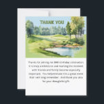 Watercolor Scenic Golf Theme 80th Birthday Flat  Thank You Card<br><div class="desc">The Watercolor Scenic Golf Theme 80th Birthday Flat Thank You Card -- a unique and custom thank you card designed to send your personalized words of thank you to all who attended your birthday celebration. You can modify the message inside or delete it entirely and handwrite your thoughts in its...</div>