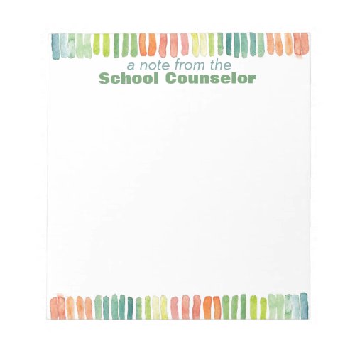 Watercolor School Counselor Note Pad