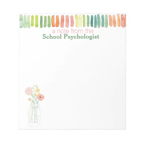 Watercolor School Psychologists Note Pad