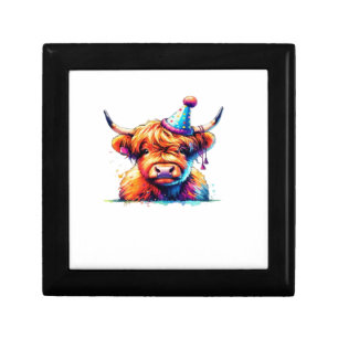 Watercolor Scottish Highland Cow Birthday Essentia Gift Box