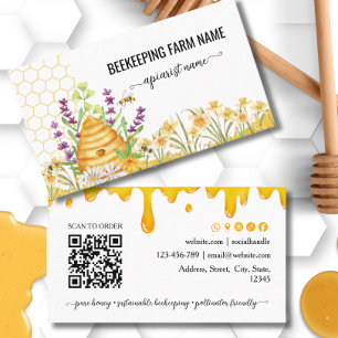 Watercolor Script BeeKeeper Honey Apairist Business Card