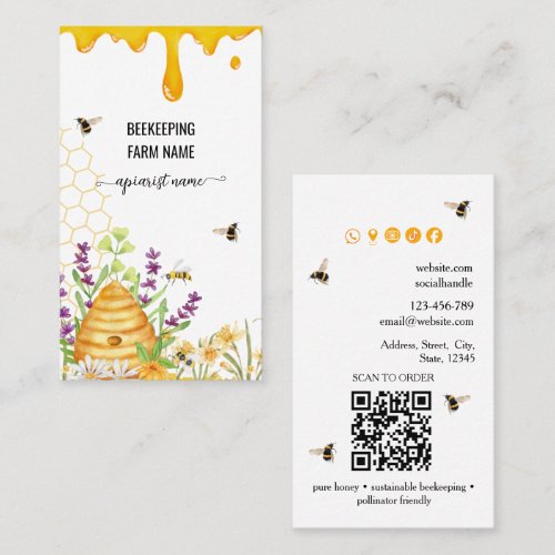 Watercolor Script BeeKeeper Honey Apairist Business Card