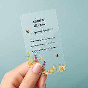 Watercolor Script BeeKeeper Honey Apairist Clear Business Cards