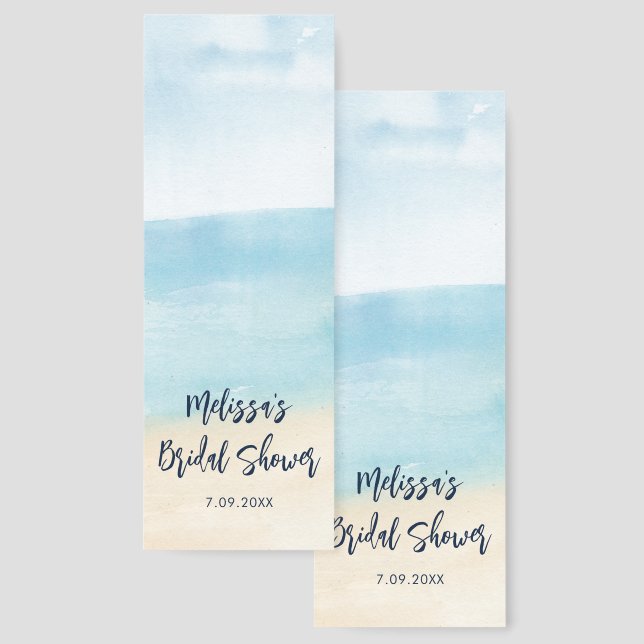 Watercolor Script Bridal Shower Favors Bookmarks (Front & Back)