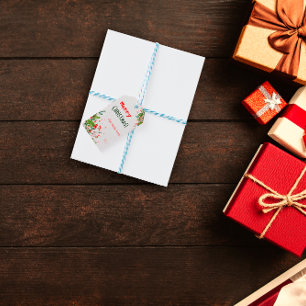 Watercolor Script Christmas Vintage Green Gift Tag