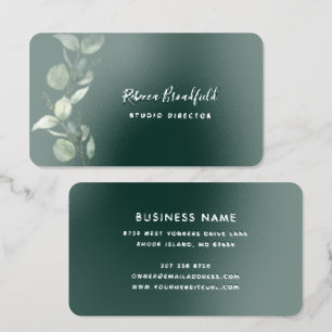 Watercolor Script Name Eucalyptus Modern Foil Business Cards