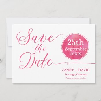 Watercolor Script Pink Save The Date by charmingink at Zazzle