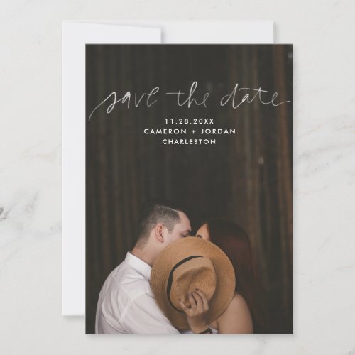 Watercolor Script Save the Date Card
