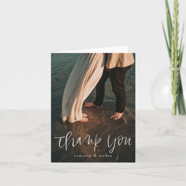 Watercolor Script Thank You Portrait Card (Front)