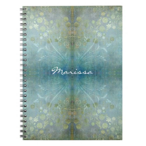 Watercolor Scroll Swirl Modern Flowers Textured Notebook