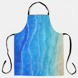 Watercolor sea and beach view. apron