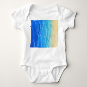 Watercolor sea and beach view. baby bodysuit