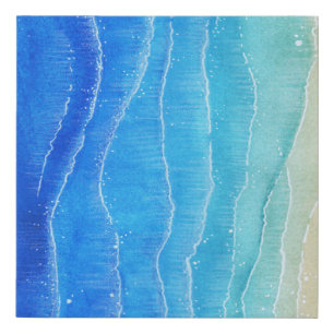 Watercolor sea and beach view. faux canvas print