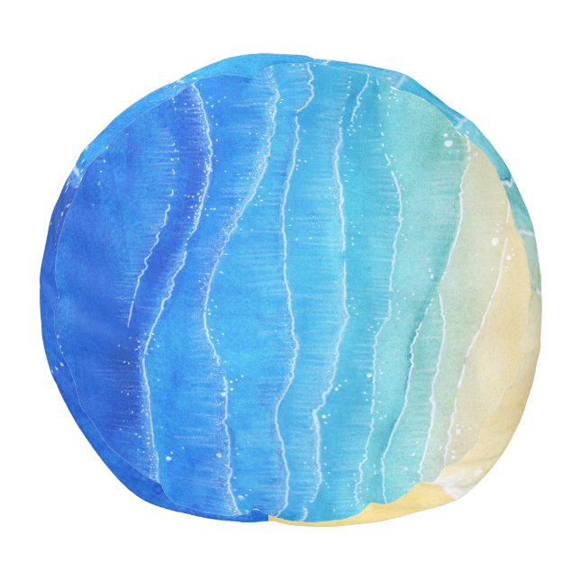 Watercolor sea and beach view. pouf (Bottom)