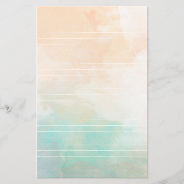 Watercolor Sea and Sand Lined Paper (Front)