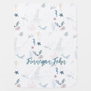 Watercolor Sea Animal Blanket BaBY