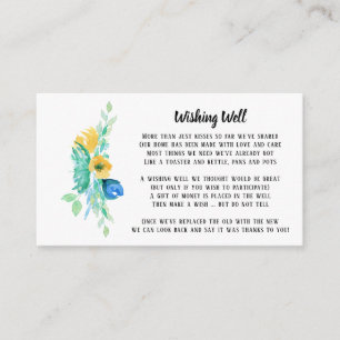 Watercolor Sea Blue Floral Wishing Well Enclosure Card