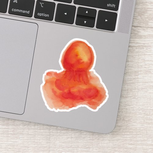 Watercolor Sea Creature Orange Jellyfish Sticker