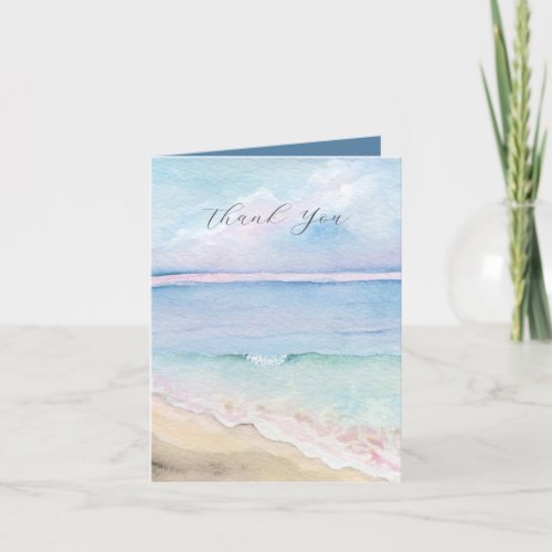 Watercolor Sea Funeral Thank You Cards