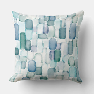 Watercolor Sea Glass Throw Pillow