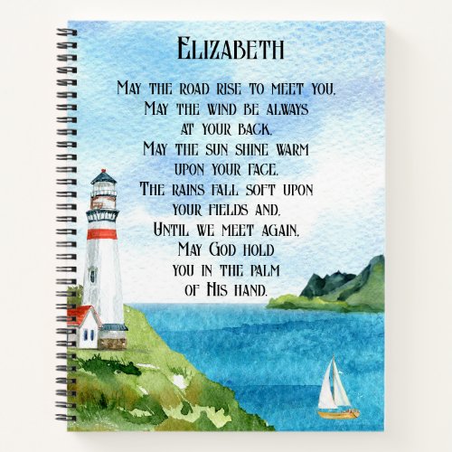 Watercolor Sea Irish Blessing Poem Going Away Gift Notebook