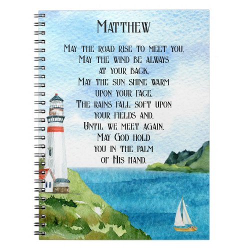 Watercolor Sea Irish Blessing Poem Going Away Gift Notebook